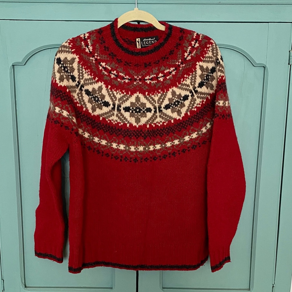 Eddie Bauer Nordic Red and Black Crewneck Sweater